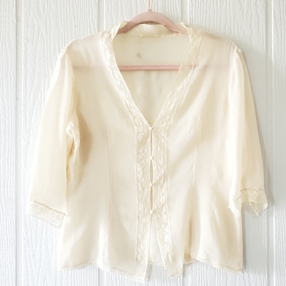 2000s Sheer Lace Button Down (L-XL) main image 1
